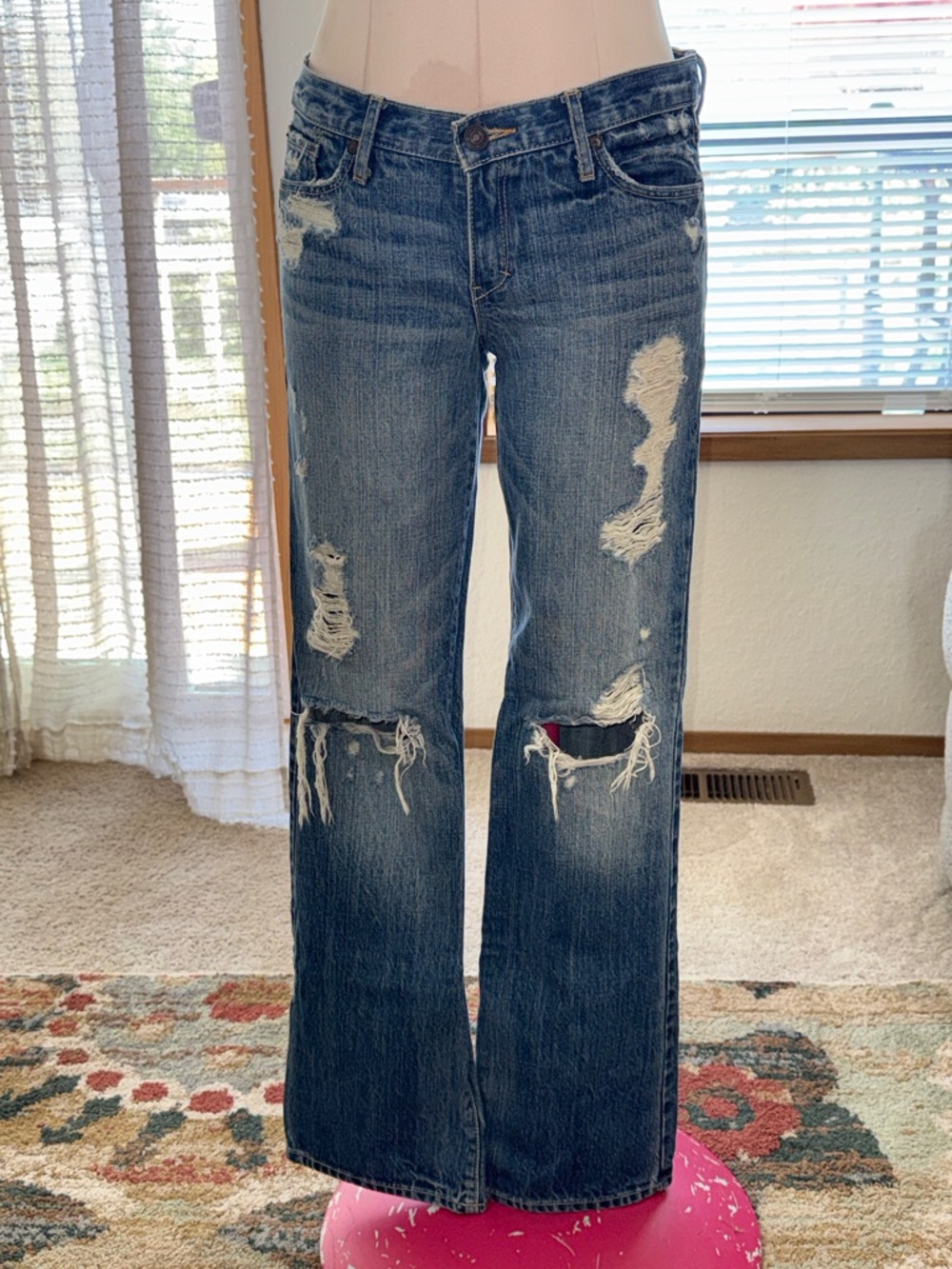 Abercrombie & Fitch Distressed Medium Blue Boot cut Jeans